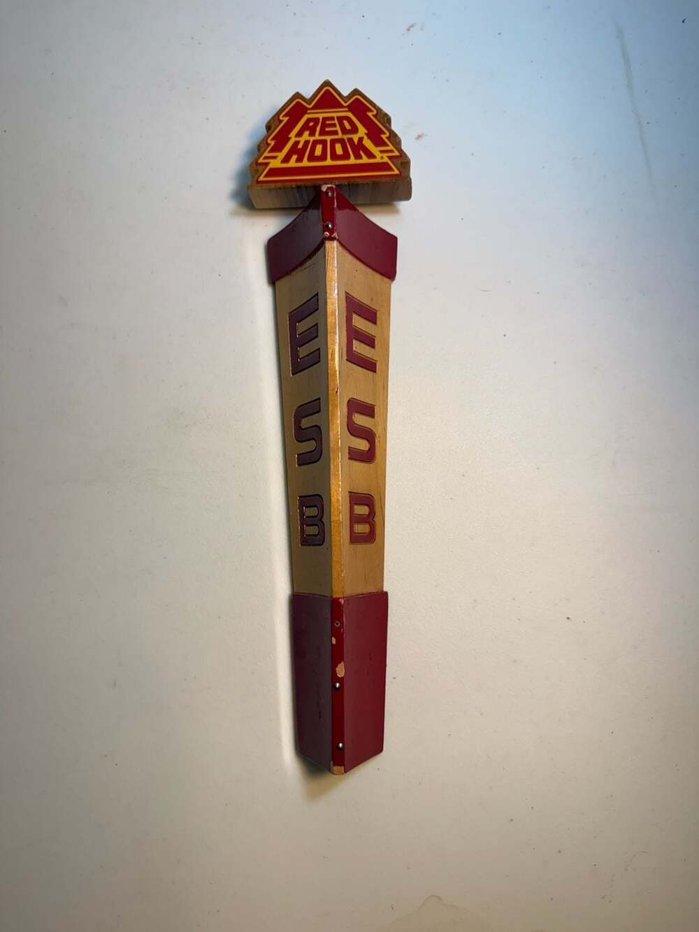 Red Hook ESB Vintage 3-Sided Wooden Beer Tap Handle 12"